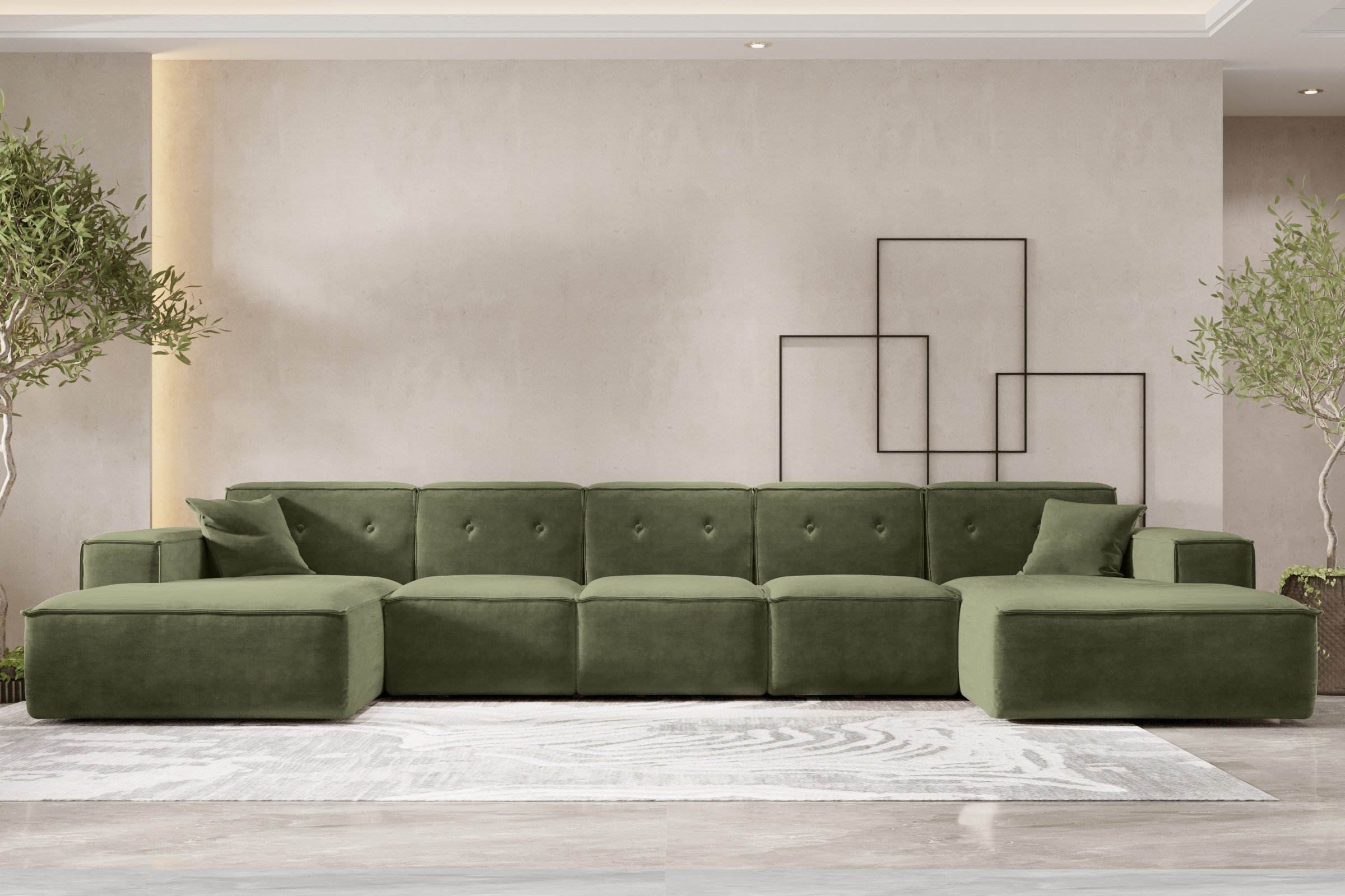Ecksofa LUGA U XL oliv